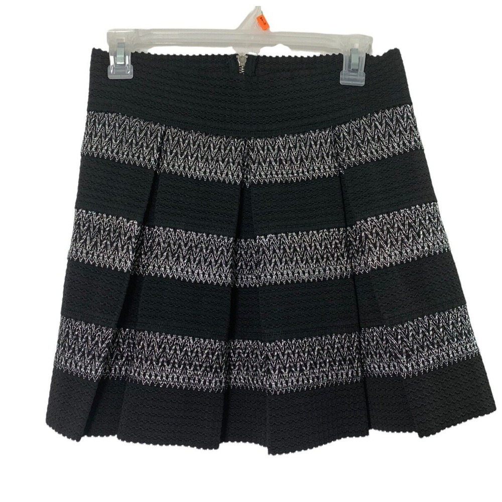 Ginger G Pleated Skirt Womens Large Black Metallic Silver Mini Goth Preppy‎